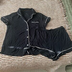 Women's Black and White Trim Pajama Set